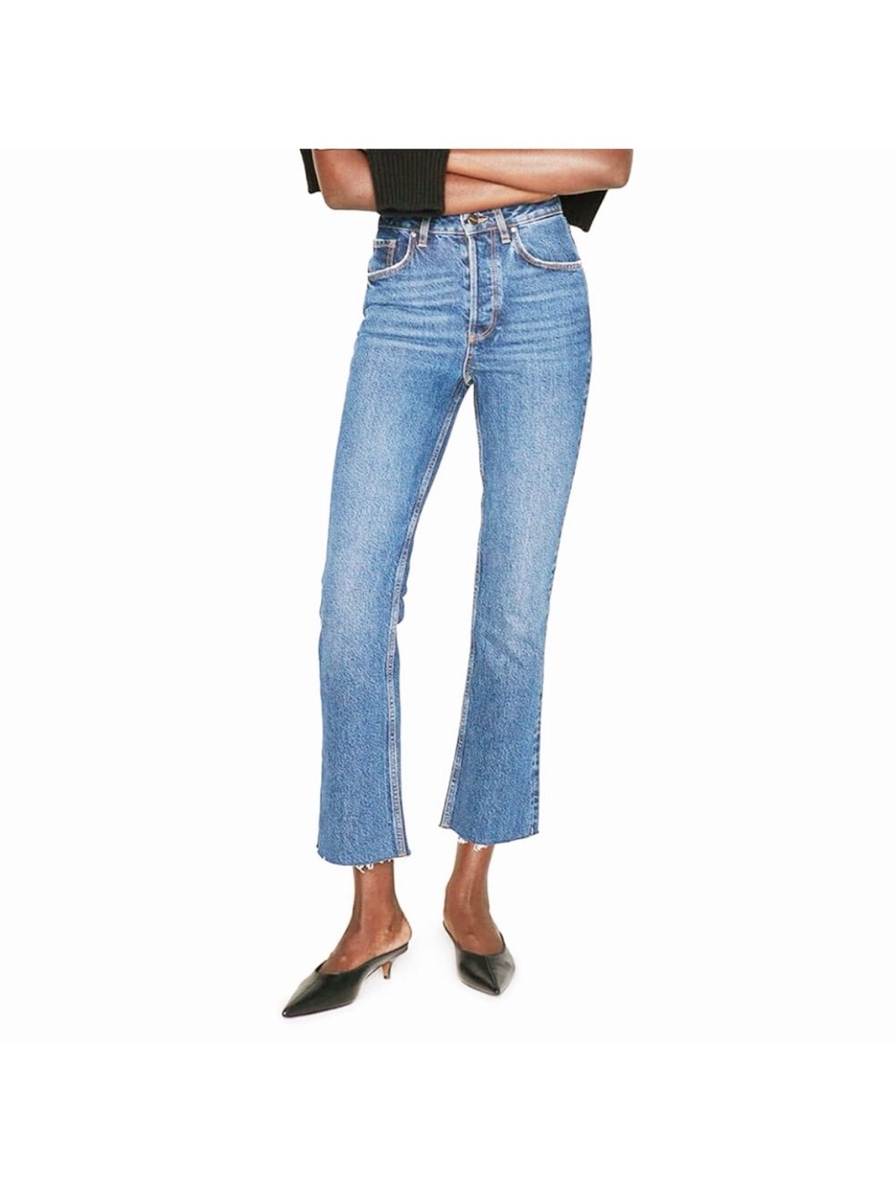 Anine Bing Lara Kick Flare Jeans Blue 28 Capsule Denim Minimalist Quiet Luxury